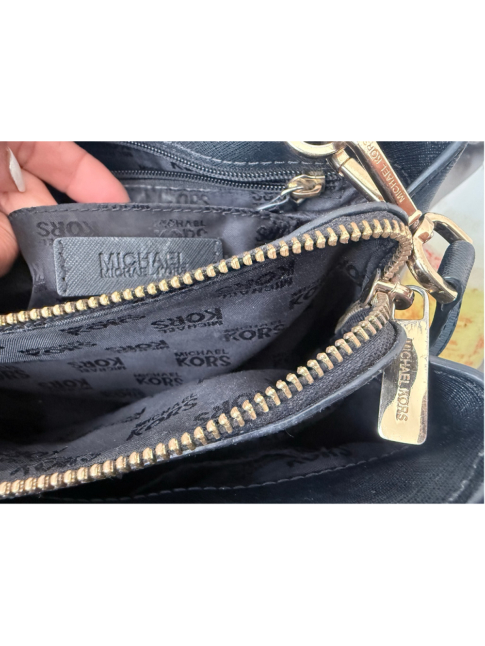 Michael Kors Black Crossgrain Leather Top Handle Satchel Crossbody Bag - Picture 7 of 8